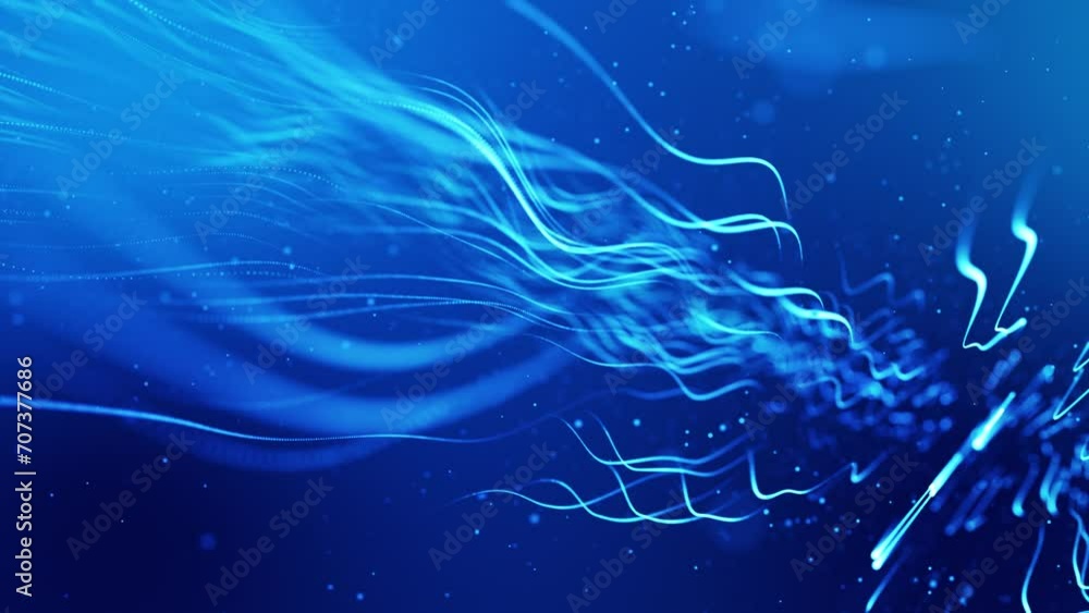 looped background. Futuristic Motion Design with Glowing Particles. Captivating motion design that showcases glowing particles forming lines surfaces, creating dynamic and visually stunning display. looped background. Futuristic Motion Design with Glowing Particles. Captivating motion design that showcases glowing particles forming lines surfaces, creating dynamic and visually stunning display.