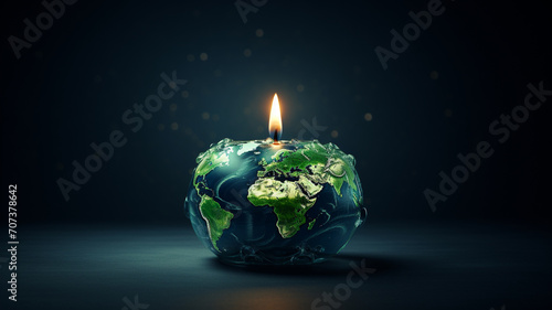 Earth hour draw attention to environmental issues turn off unnecessary lights and electrical devices for one hour, star save environment nature planet world ecology blackout dark lamp sky candle. photo