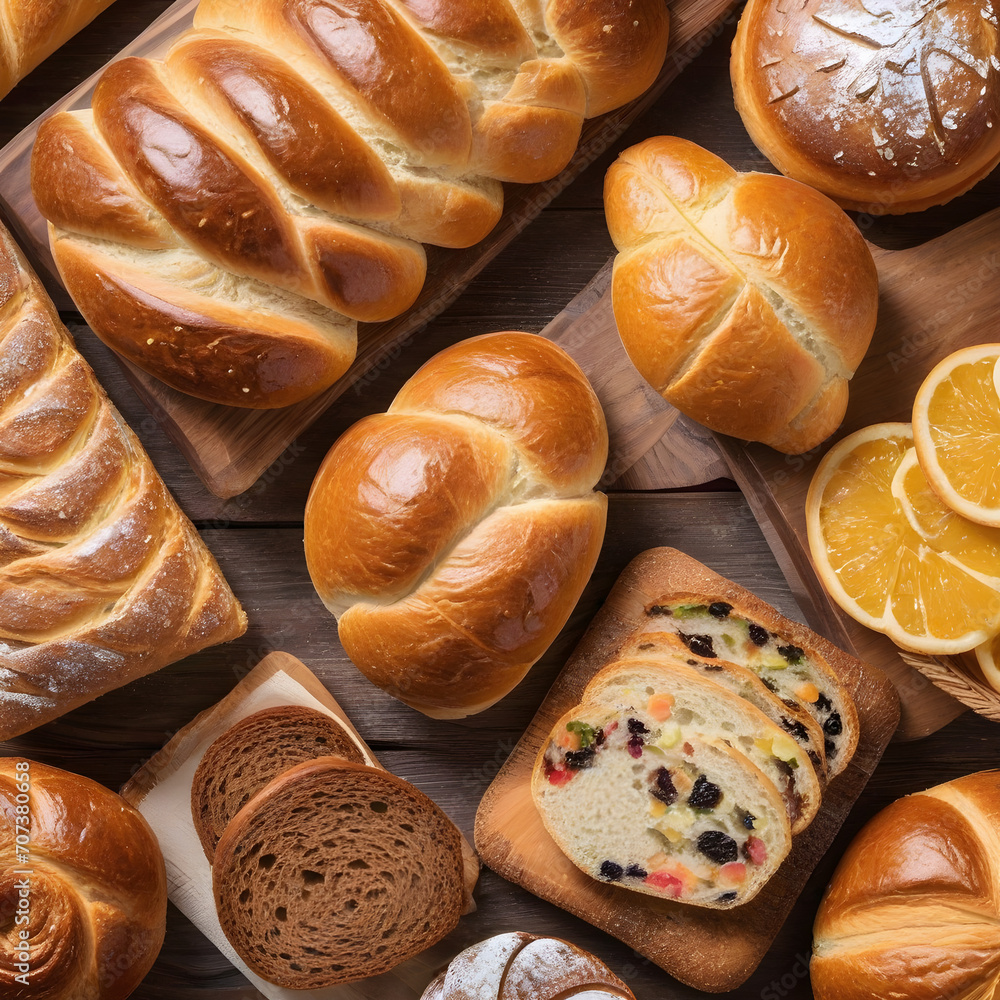 Assorted bread and pastries