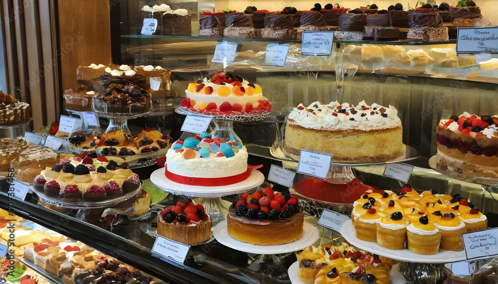 Cake and pastry display Cake and pastry display