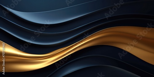 A shiny black and gold wavy background design