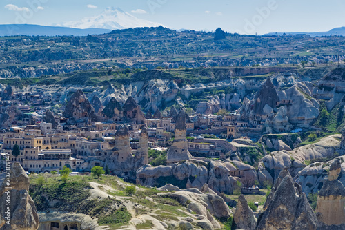 Obraz na płótnie Cappadocia landscape soft volcanic rock, shaped by erosion into towers. w salonie