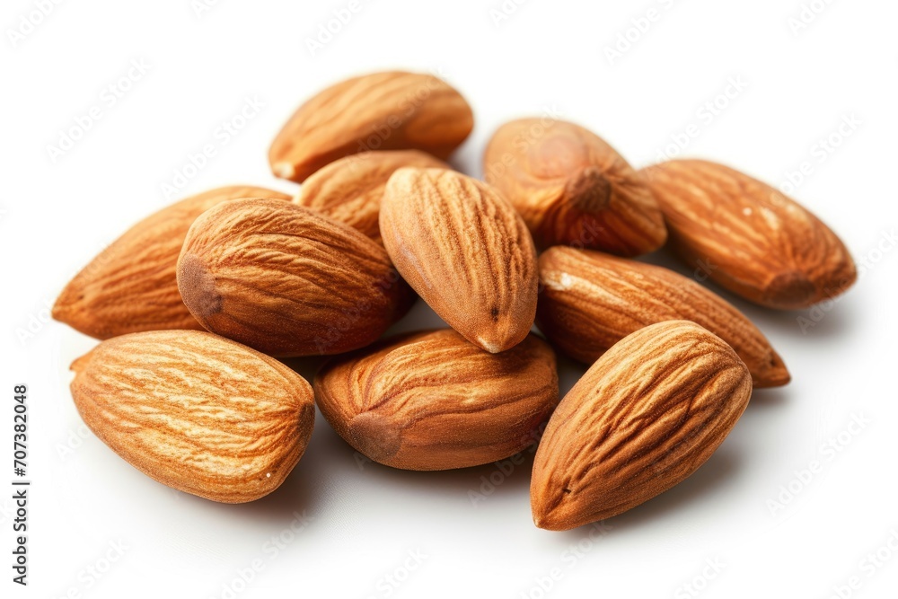 Almond collection set for packaging with raw and healthy nuts on white background Almond collection set for packaging with raw and healthy nuts on white background