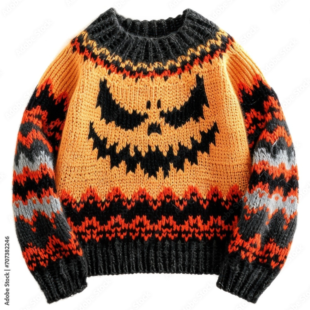 Φωτογραφία Get into the spooky spirit of International Ugly Sweater Day with this Halloween-themed knit, perfect for those who love to combine the eerie with the cozy