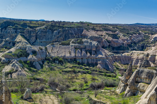 Obraz na płótnie Cappadocia landscape soft volcanic rock, shaped by erosion into towers. w salonie