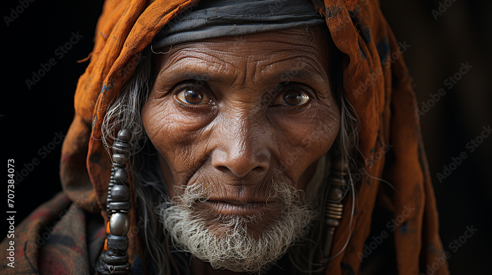 The face of an Indian poor man or villager - obrazy, fototapety, plakaty 
