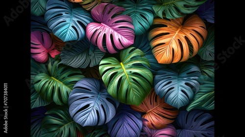 A close up of a bunch of different colored leaves. Colorful digital wallpaper  floral background.