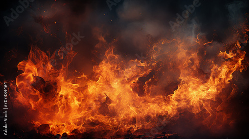 Inferno Illumination: Burning Fire on a Black Background