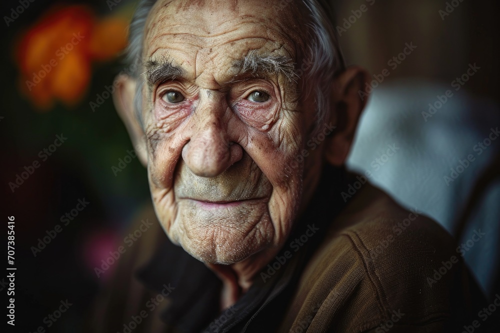 The portrait of a senior citizen with deep wrinkles on his face captures the essence of a life well-lived and the beauty of aging gracefully