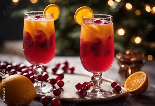Wallpaper Mural Christmas mimosa punch or cranberry margarita cocktail with cranberry juice orange liqueur Torontodigital.ca