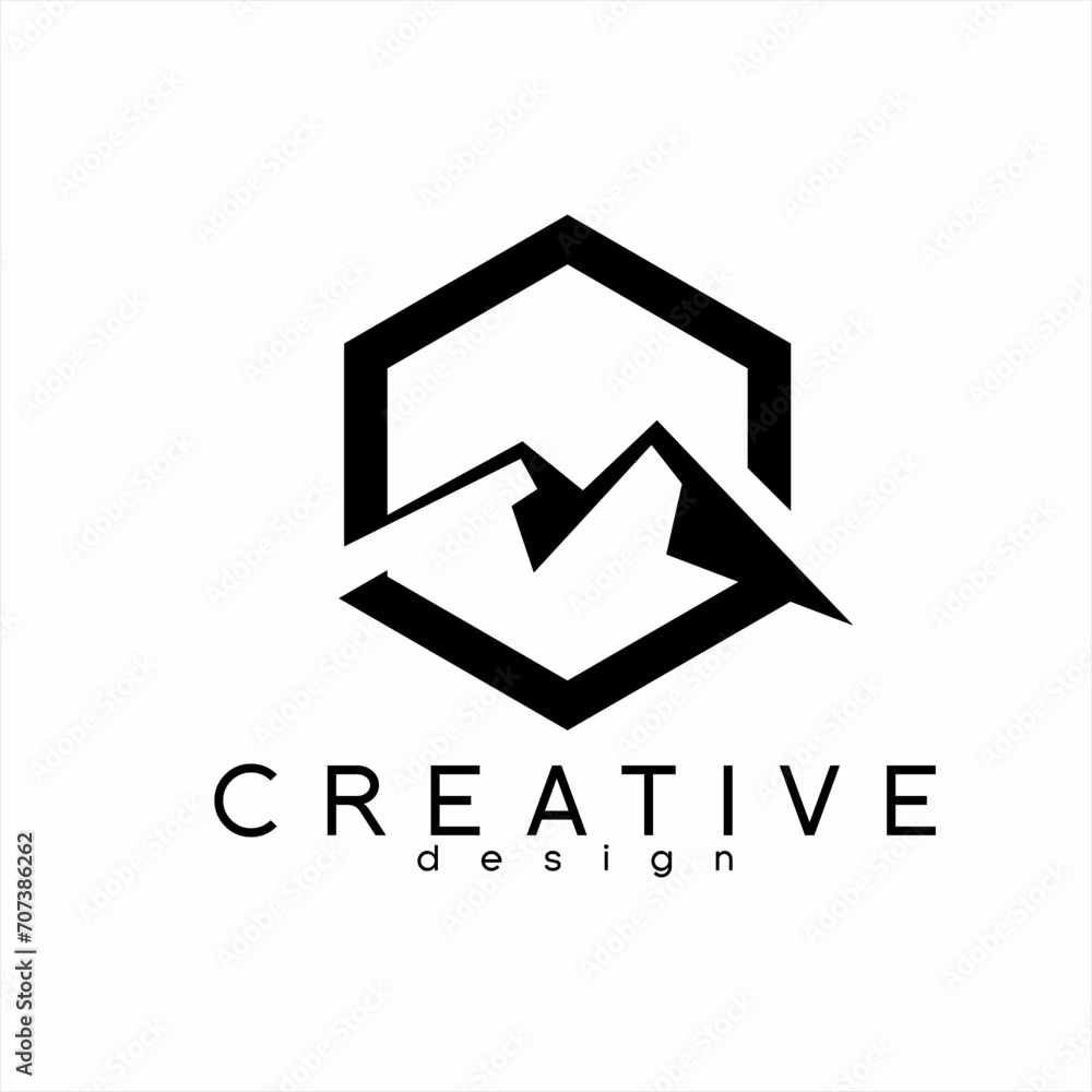 Mountain illustration logo design with geometric letter S concept. Mountain illustration logo design with geometric letter S concept.