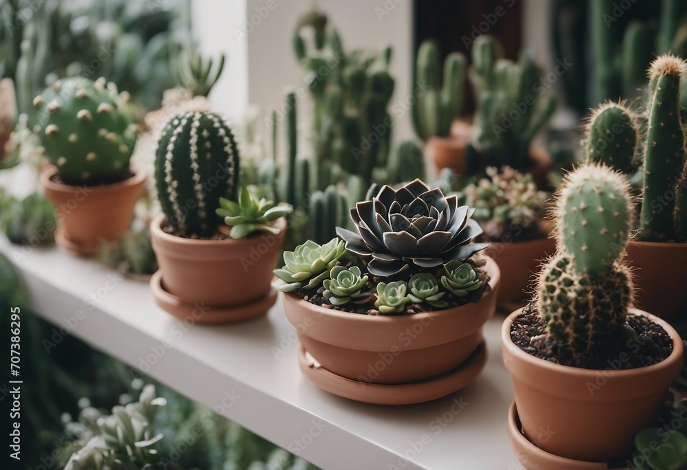 Stylish composition of home garden interior filled a lot of beautiful plants cacti succulents Stylish composition of home garden interior filled a lot of beautiful plants cacti succulents