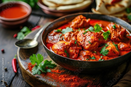 Hot and spicy Goan style chicken curry photo