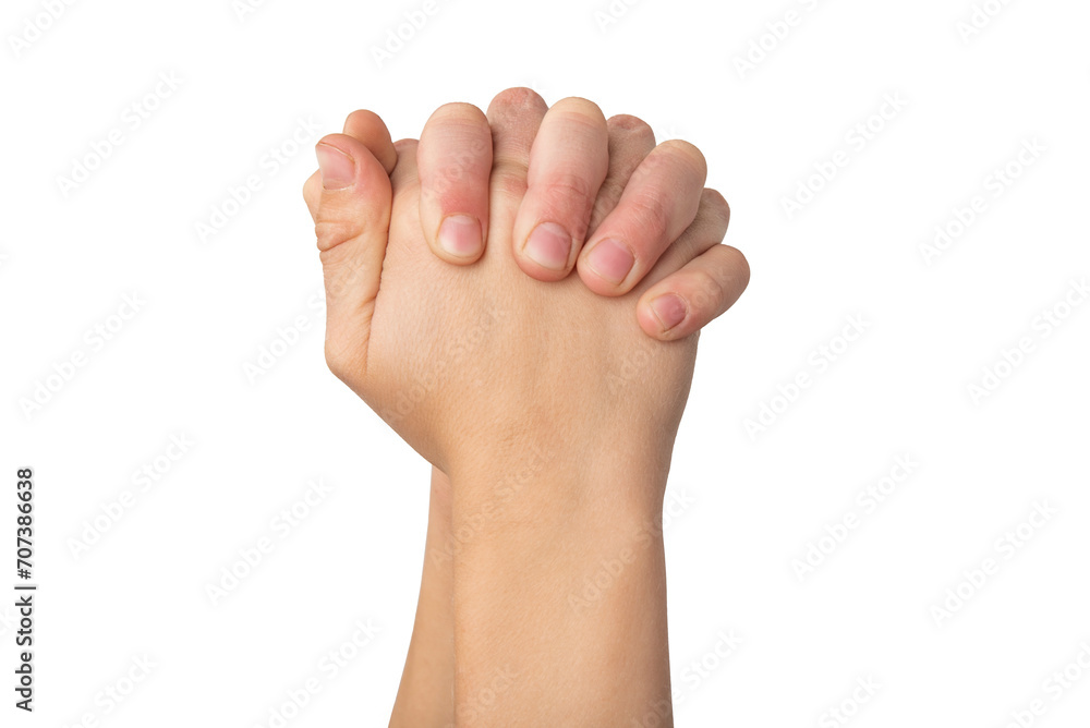 Human hand holding each other isolated on white background with Human hand holding each other isolated on white background with
