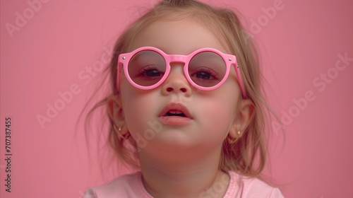 Little Girl in Pink Sunglasses and Shirt