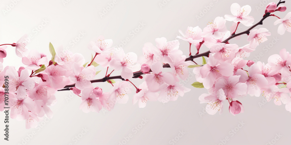 a sprig of cherry blossoms on a delicate pink background , a spring banner,, a design concept for spring marketing materials
