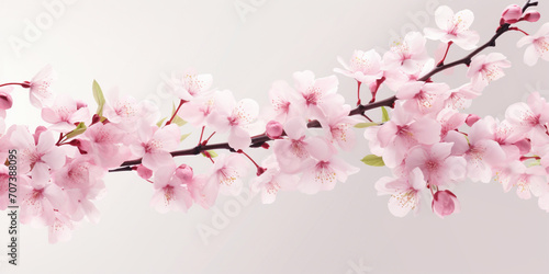 a sprig of cherry blossoms on a delicate pink background   a spring banner   a design concept for spring marketing materials