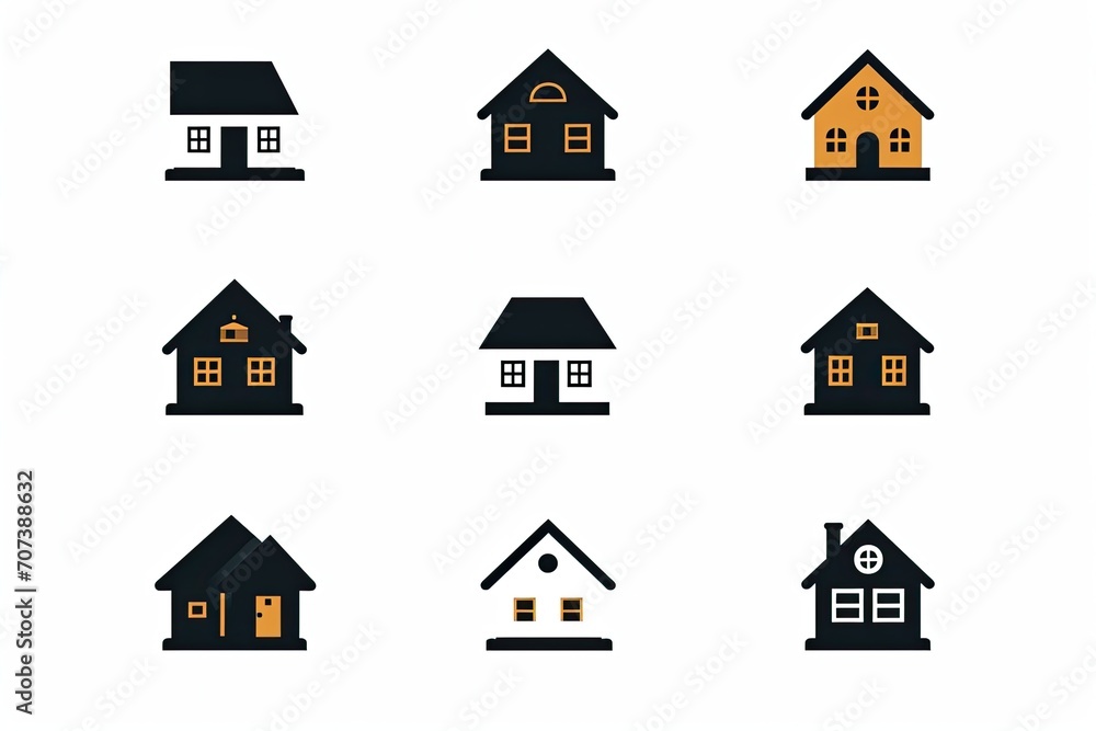 A vibrant community of unique and contrasting homes, the black and yellow houses stand out as a symbol of diversity and unity in their shared space A vibrant community of unique and contrasting homes, the black and yellow houses stand out as a symbol of diversity and unity in their shared space