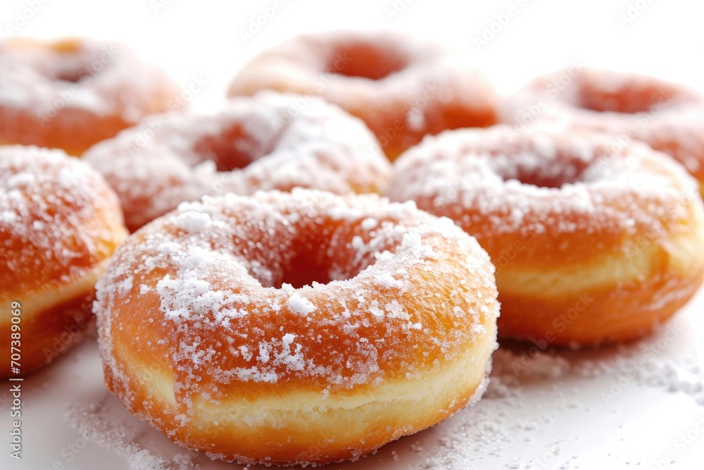 Isolated white background with filled doughnuts