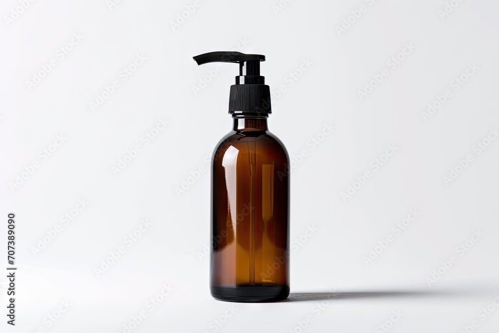 Isolated white background with brown cosmetic bottle