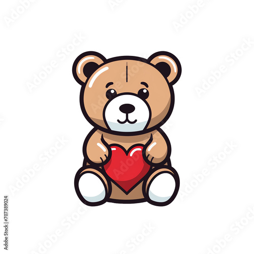 a cartoon of a teddy bear holding a heart