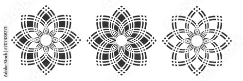 Abstract Radial Floral Patterns Set. Decorative Design Elements.