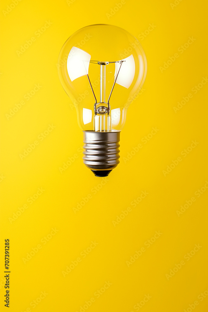 light bulb floating on yellow background light bulb floating on yellow background