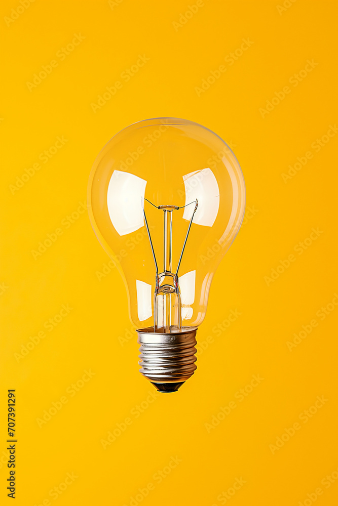 light bulb floating on yellow background light bulb floating on yellow background