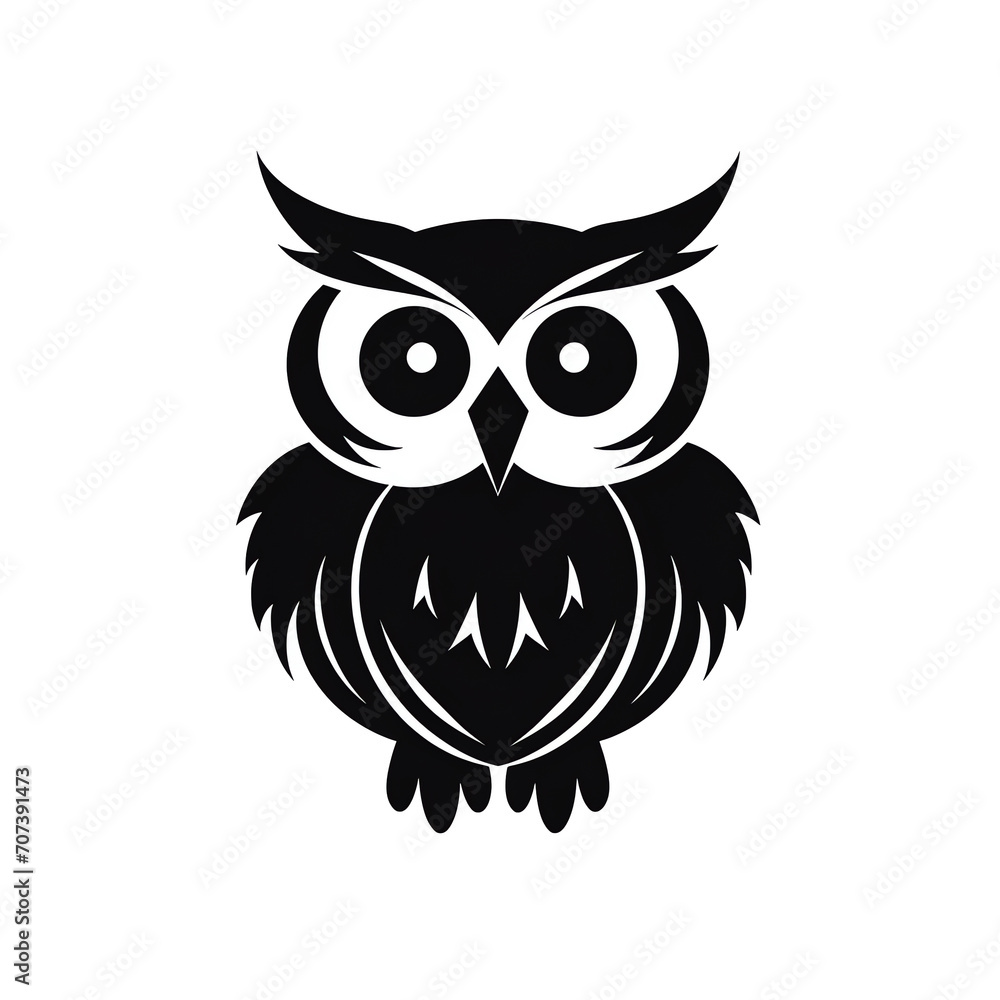 a black and white image of an owl