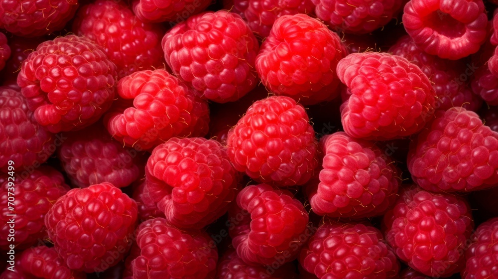 Lot ripe red raspberries as background. Neural network AI generated art Lot ripe red raspberries as background. Neural network AI generated art