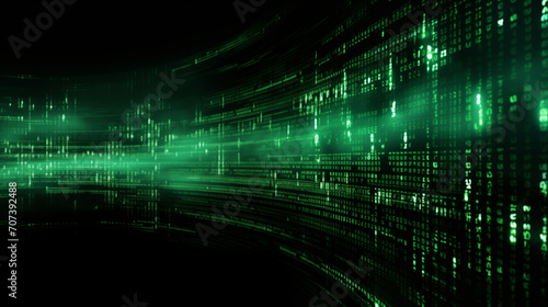Green binary code background on computer screen