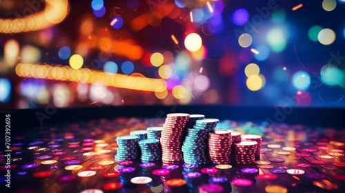 Green stack of casino chips online casino