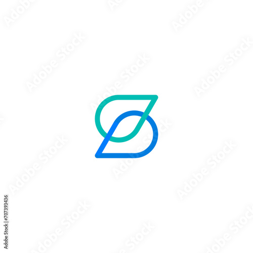 S letter initial logo with two pin or water drop image - blue and green
