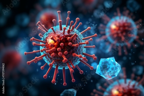 Virus infected by virus. Background with selective focus and copy space