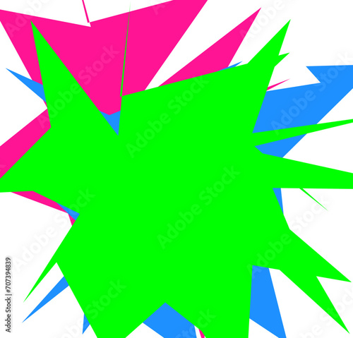 An abstract transparent cut out neon star burst shape design element.