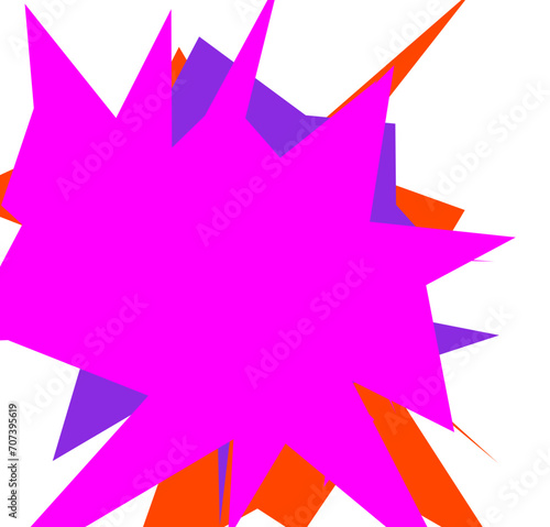 An abstract transparent cut out neon star burst shape design element.