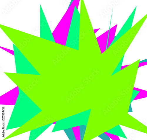 An abstract transparent cut out neon star burst shape design element.