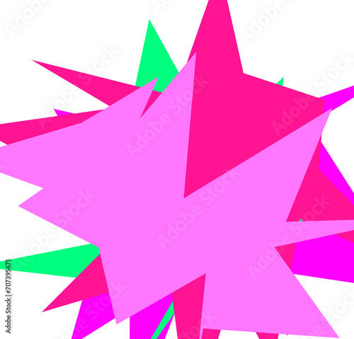 An abstract transparent cut out neon star burst shape design element.