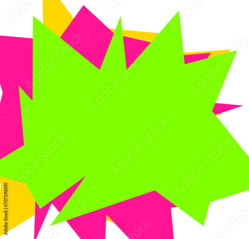 An abstract transparent cut out neon star burst shape design element.