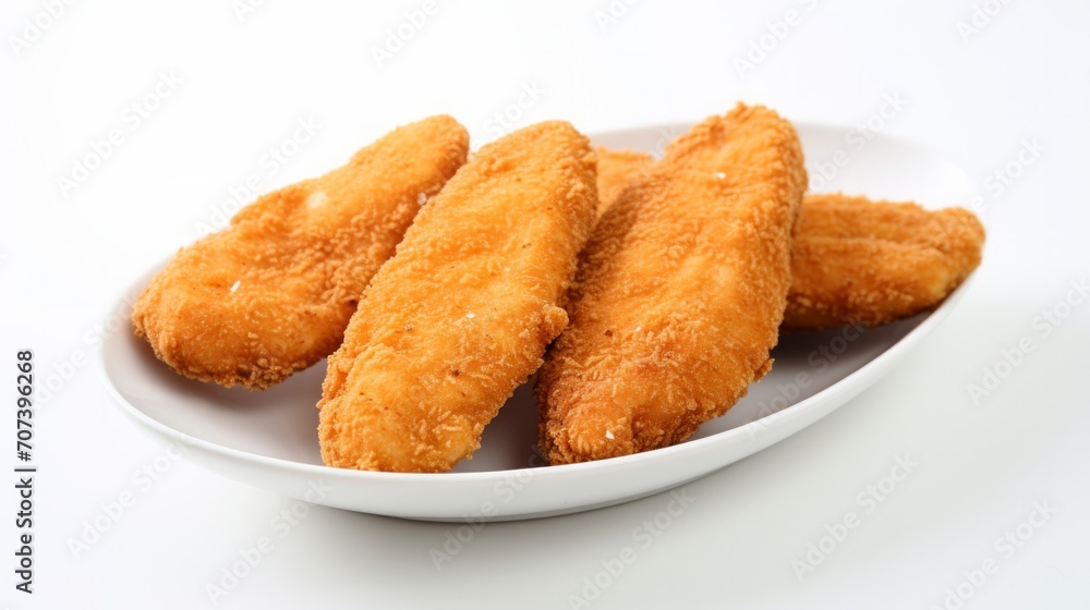 Chicken nuggets isolated on white background. Neural network AI generated art Chicken nuggets isolated on white background. Neural network AI generated art