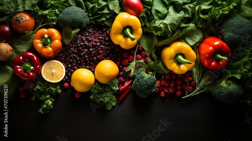 Plant based raw food seasonal vegetables background. Winter vegetarian  vegan food cooking ingredients. Flat-lay  top view   Generative AI