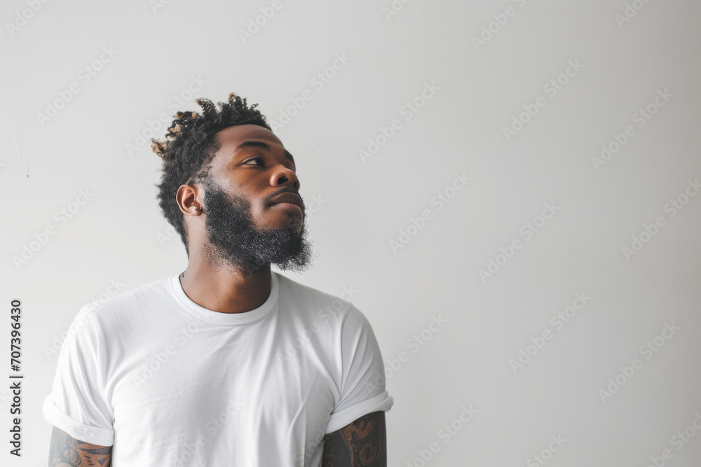 Thoughtful bearded artist at work, a creative portrait capturing an artist in a thoughtful moment against a white background. Thoughtful bearded artist at work, a creative portrait capturing an artist in a thoughtful moment against a white background.