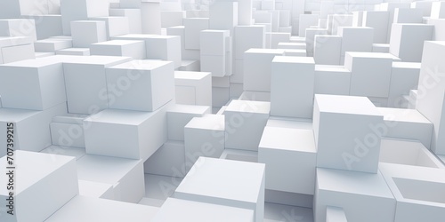 An endless array of white cubes, providing a sense of order and simplicity, ideal for minimalist design concepts and clean backgrounds.