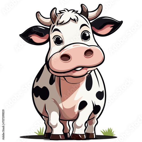Cow cartoon character vector image. Illustration of cute cow animal fun mascot on the white background