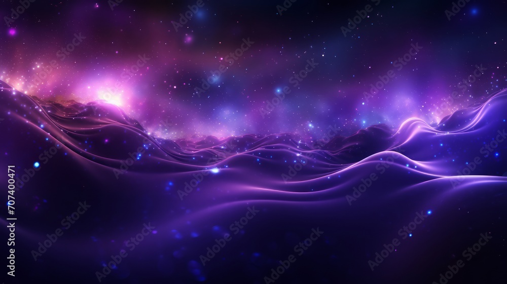 Fototapeta premium Abstract flowing neon wave purple background. Neural network AI generated art