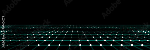 Perspective grid background. Network connection structure. Abstract wireframe landscape. Abstract mesh background. Vector illustration.