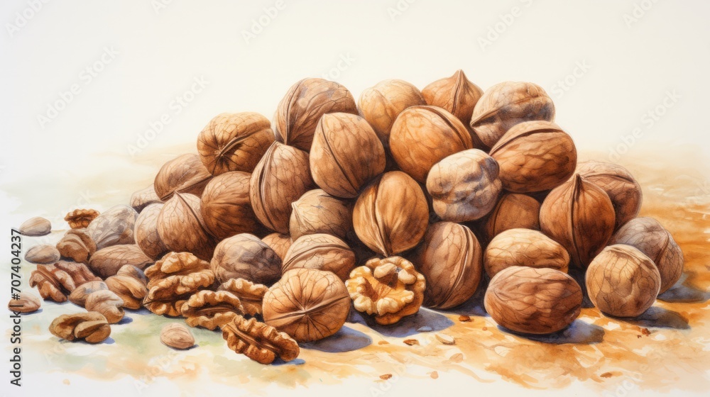 Rustic still life of dried fruits, roasted almonds in wooden bowl. Neural network AI generated art Rustic still life of dried fruits, roasted almonds in wooden bowl. Neural network AI generated art