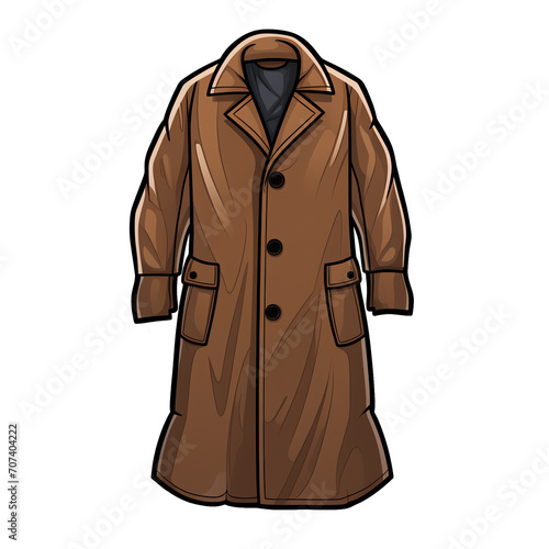 a brown coat with black buttons