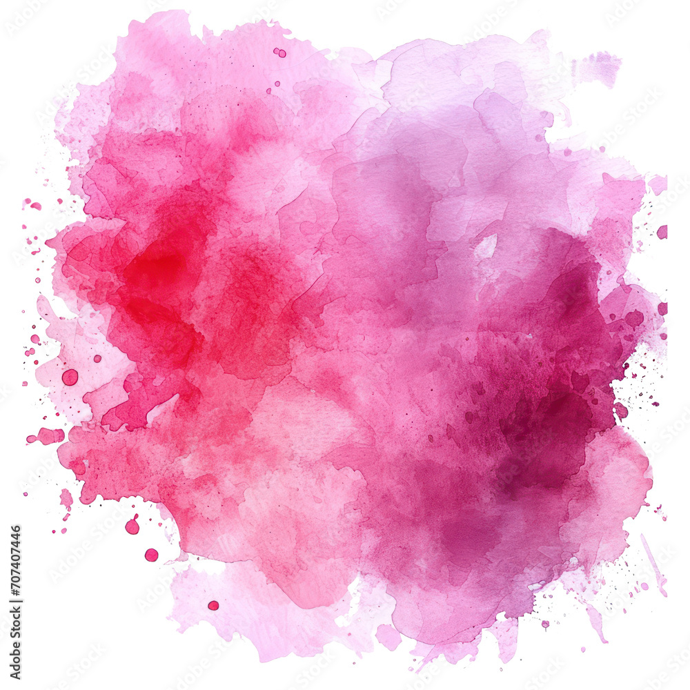 Pink paint brush strokes in watercolor isolated against transparent. PNG