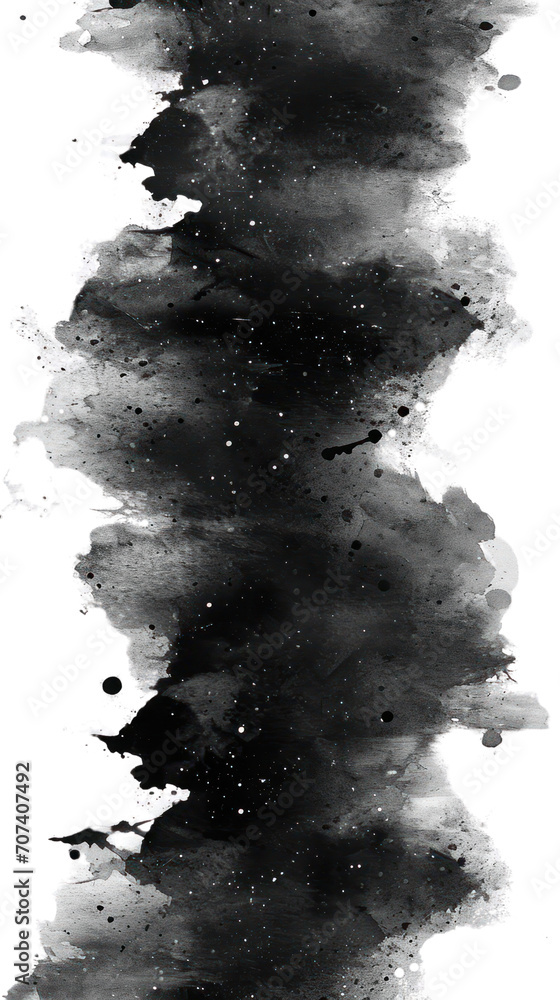 Black paint brush strokes in watercolor isolated against transparent. PNG